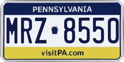 PA license plate MRZ8550