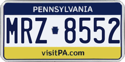 PA license plate MRZ8552