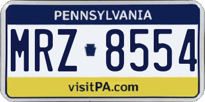 PA license plate MRZ8554