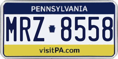 PA license plate MRZ8558