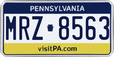 PA license plate MRZ8563
