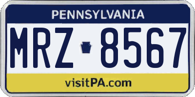 PA license plate MRZ8567