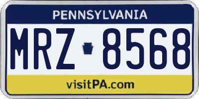 PA license plate MRZ8568