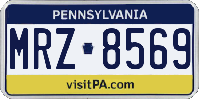 PA license plate MRZ8569