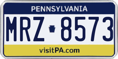 PA license plate MRZ8573