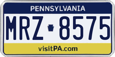 PA license plate MRZ8575