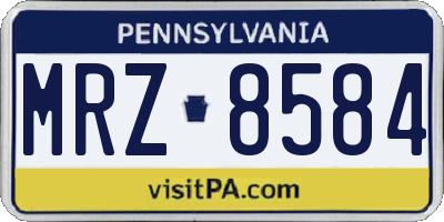 PA license plate MRZ8584