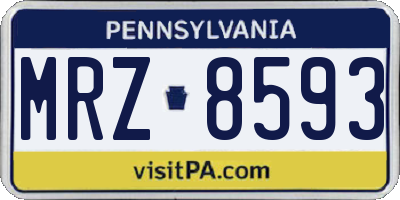 PA license plate MRZ8593