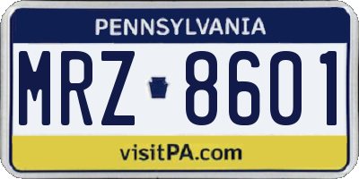 PA license plate MRZ8601