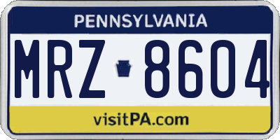 PA license plate MRZ8604