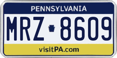 PA license plate MRZ8609