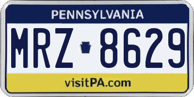 PA license plate MRZ8629