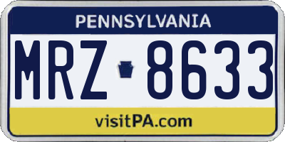 PA license plate MRZ8633