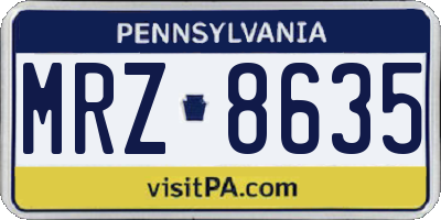 PA license plate MRZ8635