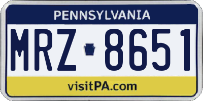 PA license plate MRZ8651