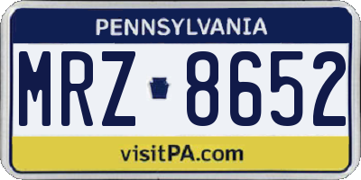 PA license plate MRZ8652