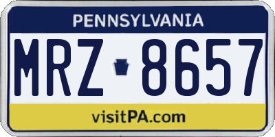PA license plate MRZ8657