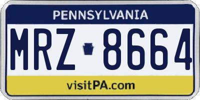 PA license plate MRZ8664