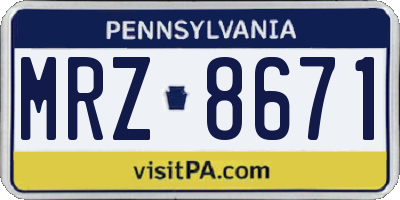 PA license plate MRZ8671