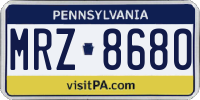PA license plate MRZ8680