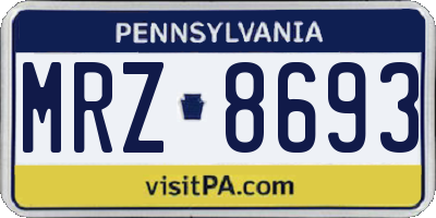 PA license plate MRZ8693