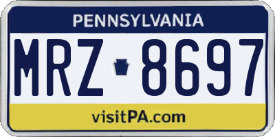 PA license plate MRZ8697