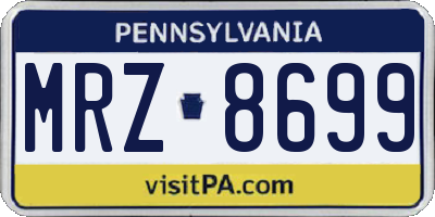 PA license plate MRZ8699
