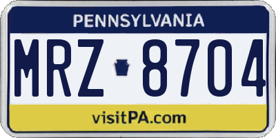 PA license plate MRZ8704