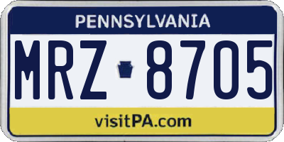 PA license plate MRZ8705