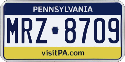 PA license plate MRZ8709