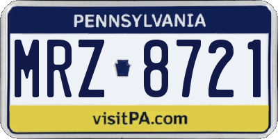 PA license plate MRZ8721