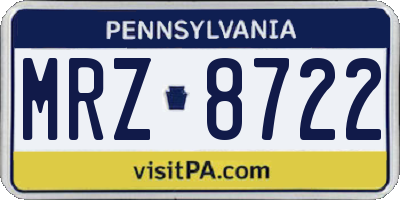 PA license plate MRZ8722