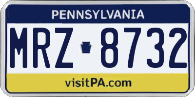 PA license plate MRZ8732