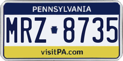 PA license plate MRZ8735