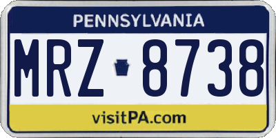 PA license plate MRZ8738