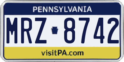 PA license plate MRZ8742