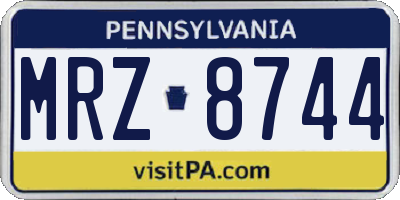 PA license plate MRZ8744