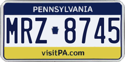PA license plate MRZ8745