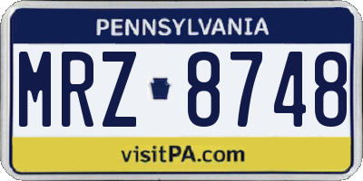 PA license plate MRZ8748