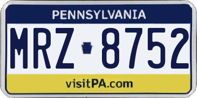 PA license plate MRZ8752