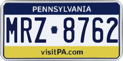 PA license plate MRZ8762