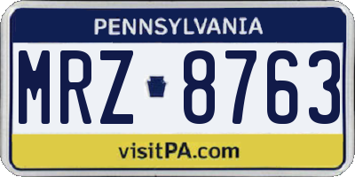 PA license plate MRZ8763