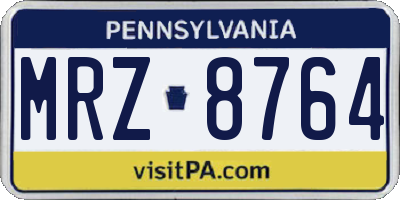 PA license plate MRZ8764