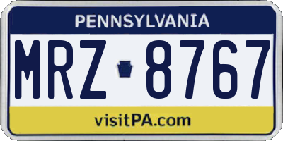 PA license plate MRZ8767