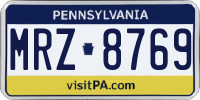 PA license plate MRZ8769