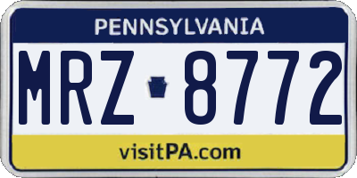 PA license plate MRZ8772