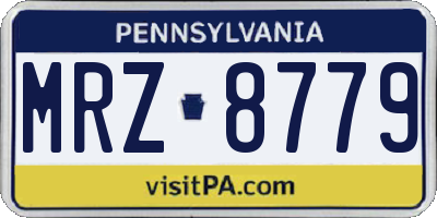 PA license plate MRZ8779