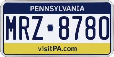 PA license plate MRZ8780