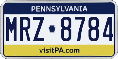 PA license plate MRZ8784