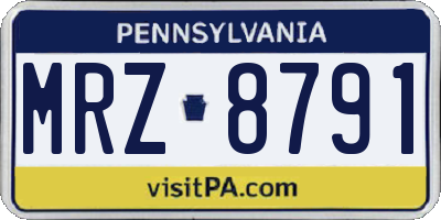 PA license plate MRZ8791